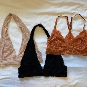 Charlotte Russe Lace Bralette Set - Black, pink, and orange